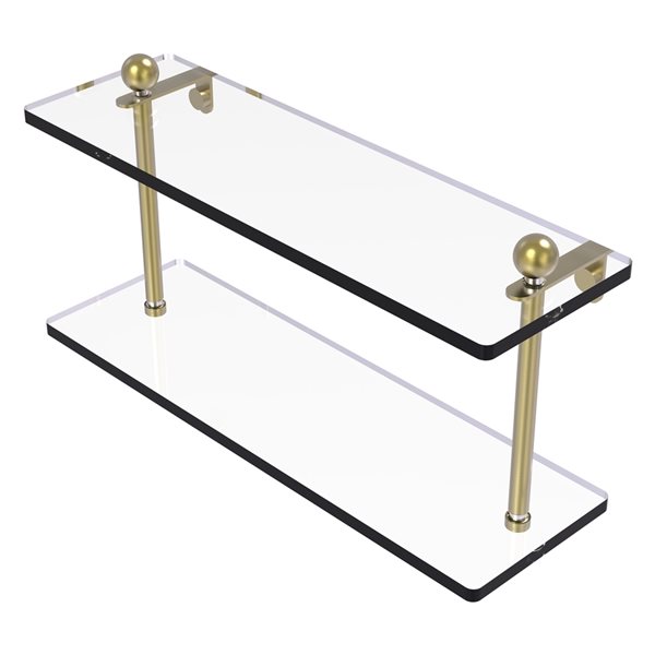 Allied Brass Prestige Regal Satin Brass 16-in Two Tiered Glass Shelf