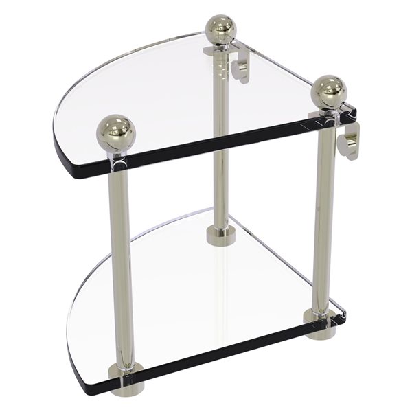 Allied Brass Prestige Regal Polished Nickel Two Tier Corner Glass Shelf