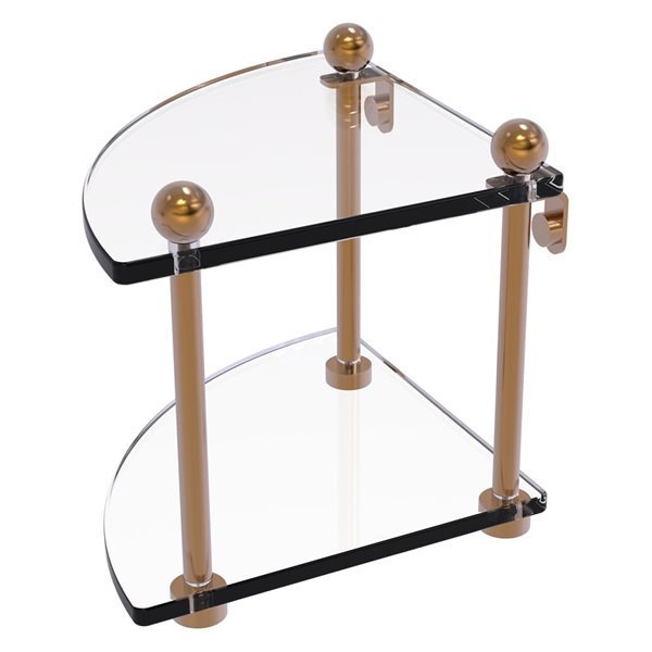 Allied Brass Prestige Regal Brushed Bronze Two Tier Corner Glass Shelf