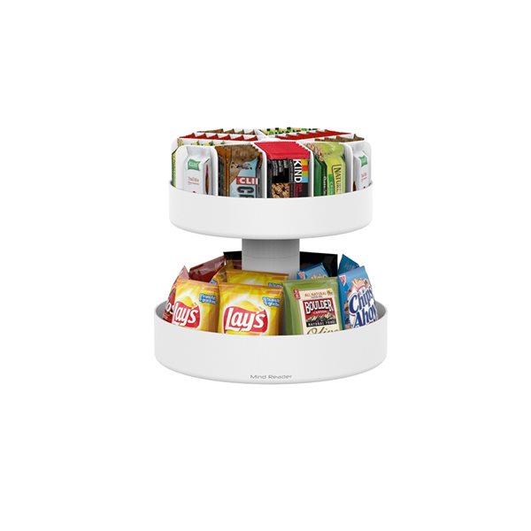 Mind Reader White 2-Tier Plastic Full Circle Tabletop Lazy Susan