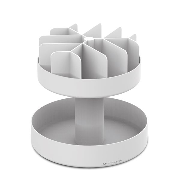 Mind Reader White 2-Tier Plastic Full Circle Tabletop Lazy Susan