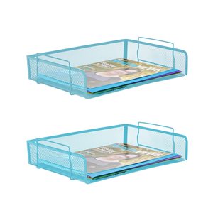 Mind Reader 9.5-in W x 3-in H x 13.25-in D Turquoise Metal Mesh Tray - 2-Pack