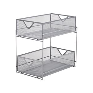 Mind Reader 8.25-in W x 12.25-in H x 12.38-in D Silver Metal Mesh Storage with Slide-Out Drawers