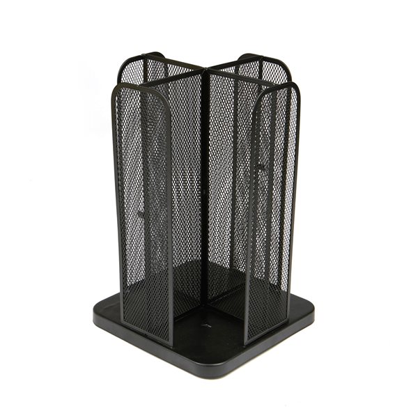 Mind Reader Black Metal Mesh 4-Compartment Carousel Coffee Organizer
