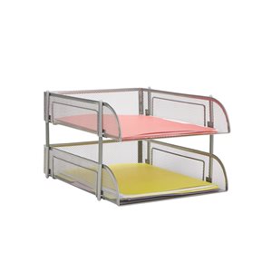 Mind Reader 10-in W x 2.5-in H x 13-in D Silver Metal Mesh Tray - 2-Pack