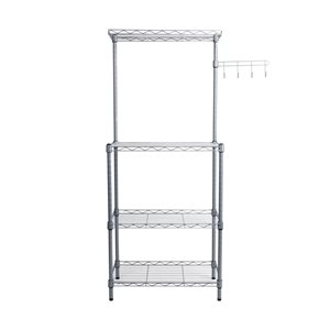 Mind Reader Chrome Steel Base with Stainless Steel Top Microwave Stand (13.5-in x 21.25-in x 49.5-in)