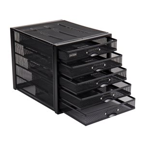 Mind Reader 10.75-in W x 11.25-in H x 14-in D Black Metal Mesh Storage with Drawers