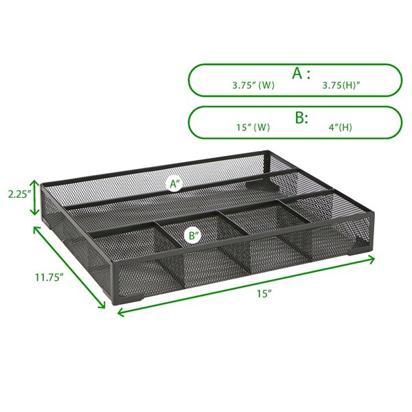 Mind Reader 11.75-in X 15-in Metal Multi-use Insert Drawer Organizer