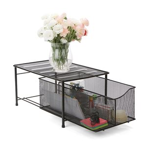 Mind Reader 9.38-in W x 7.5-in H x 15.38-in D Black Metal Mesh Storage with Slide-Out Drawer