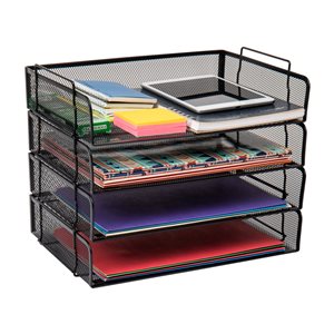 Mind Reader 9.5-in W x 3-in H x 13.25-in D Black Metal Mesh Tray - 4-Pack