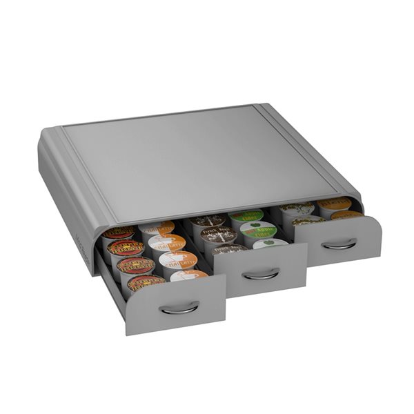 Mind Reader Grey 3Drawer 36Capacity SingleServe Coffee Pod Case