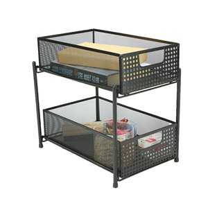 Mind Reader 12.5-in W x 8.25-in H x 12.38-in D Black Metal Mesh Storage with Slide-Out Drawers