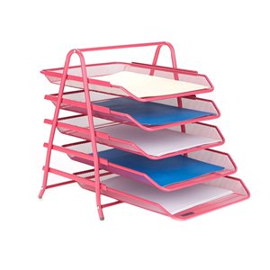 Mind Reader 11.5-in W x 14.5-in H x 13.75-in D Pink Metal Desk Organizer with Sliding Trays