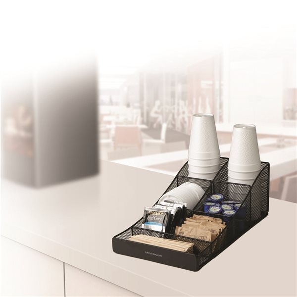 Mind Reader Black Metal Mesh 7-Compartment Coffee Organizer