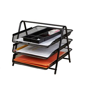 Mind Reader 11.5-in W x 10.25-in H x 13.75-in D Black Metal Desk Organizer with Sliding Trays
