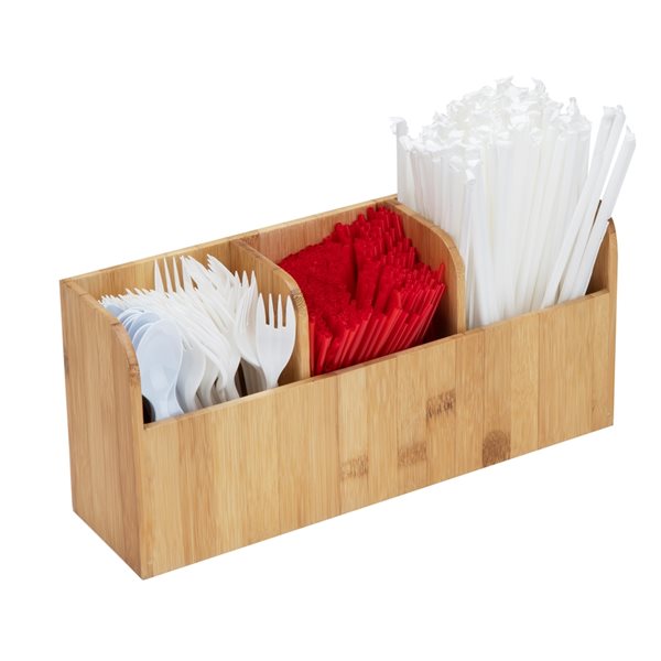 Mind Reader Bamboo 3-Compartment Coffee Organizer