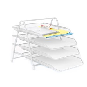 Mind Reader 8-in W x 12.5-in H x 11.5-in D White Desk Organizer with Sliding Trays