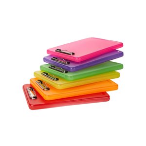 Mind Reader Multicolour Plastic Clipboards with Crayon Holder and Storage - 6-Pack