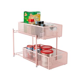 Mind Reader 9-in W x 10.5-in H x 14-in D Pink Metal Mesh Storage with Slide-Out Drawers