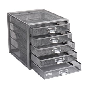 Mind Reader 9.5-in W x 11.25-in H x 13.5-in D Silver Metal Mesh Storage with Drawers