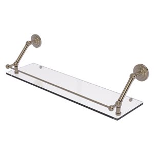 Allied Brass Prestige Que New Antique Pewter 30-in Floating Glass Shelf with Gallery Rail