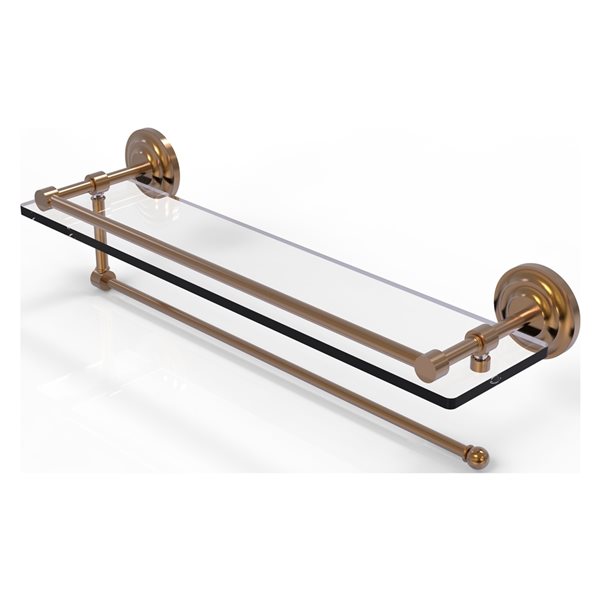 Allied Brass Prestige Que New Brushed Bronze Paper Towel Holder with 22 in Gallery Glass Shelf RONA