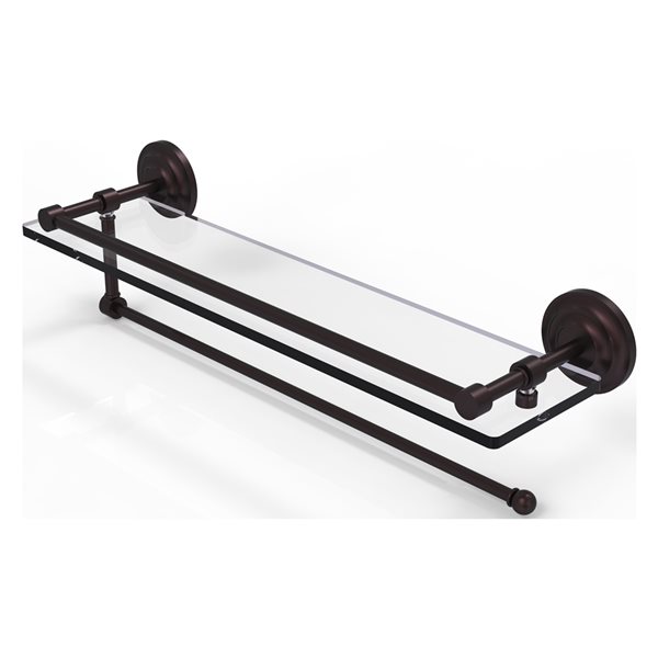 Allied Brass Prestige Que New Antique Bronze Paper Towel Holder with 22in Gallery Glass Shelf