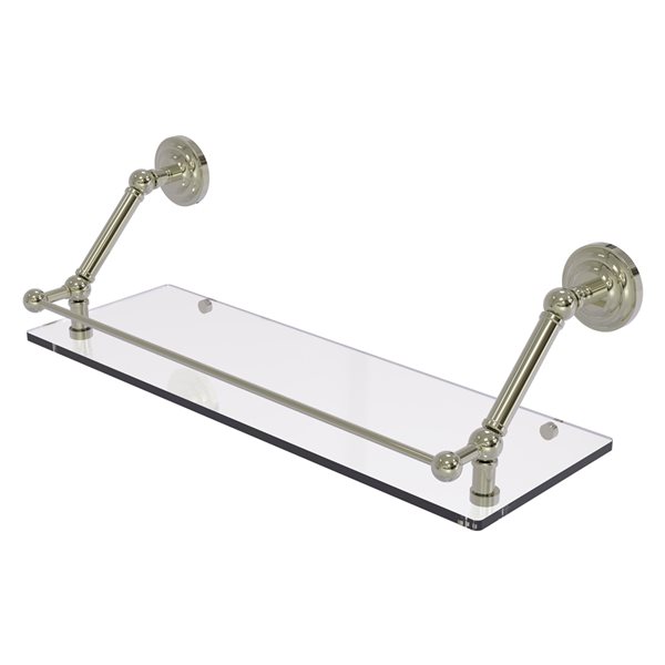 Allied Brass Prestige Que New Polished Nickel 24-in Floating Glass Shelf with Gallery Rail