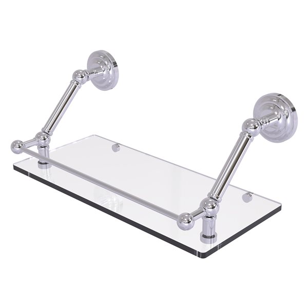 Allied Brass Prestige Que New Polished Chrome 18-in Floating Glass Shelf with Gallery Rail