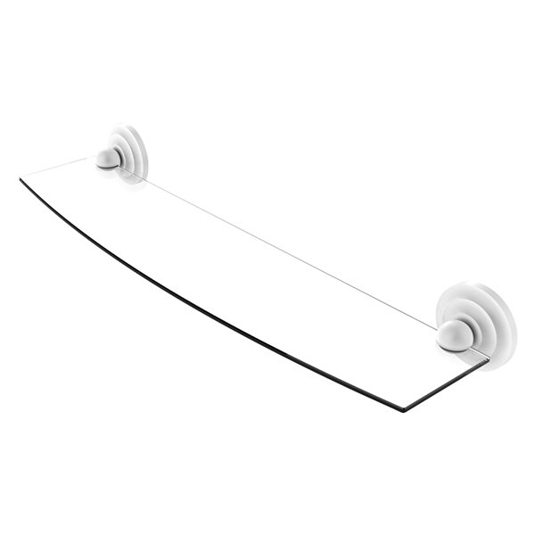 Allied Brass Prestige Que New Matte White 24-in Glass Shelf