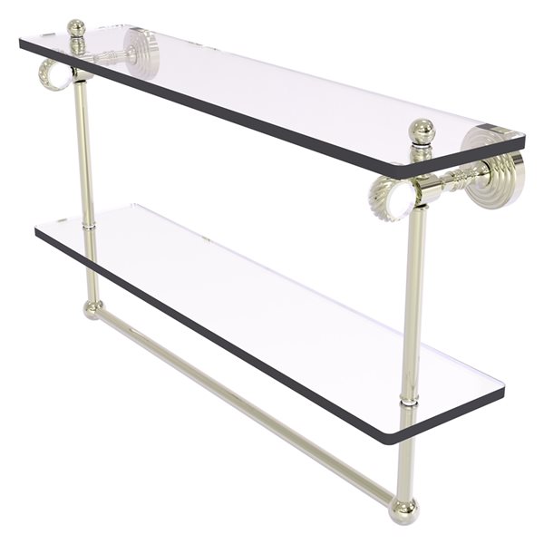 Allied Brass Pacific Grove 22-in Polished Nickel Double Glass Wall Mount Bathroom Shelf with Twisted Accents