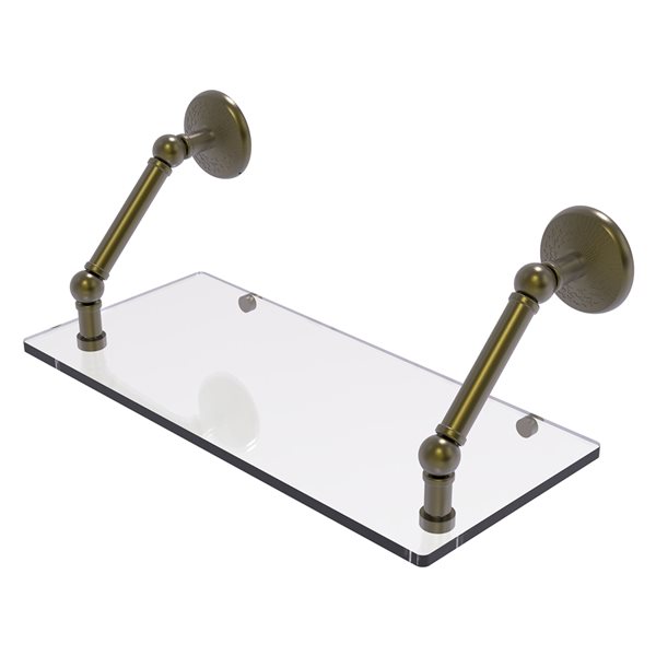 Allied Brass Prestige Monte Carlo 18-in Antique Brass 1-Tier Floating Glass Wall Mount Bathroom Shelf