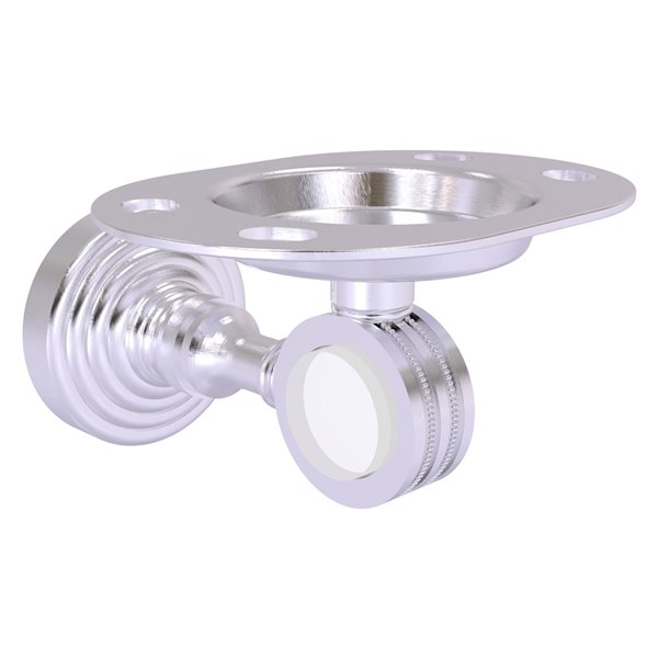 Allied Brass Pacific Grove Satin Chrome Brass Tumbler and Toothbrush Holder with Dotted Accents