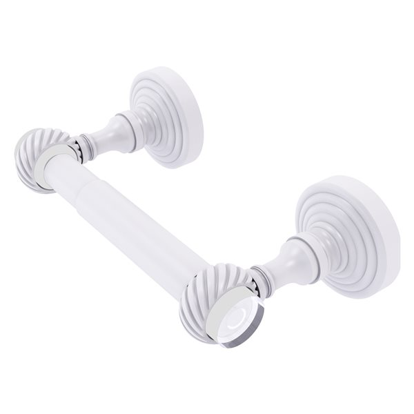 Allied Brass Pacific Grove Matte White Wall Mount Double Post Toilet Paper Holder with Twisted Accents