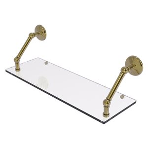 Allied Brass Prestige Monte Carlo 24-in Unlacquered Brass 1-Tier Floating Glass Wall Mount Bathroom Shelf