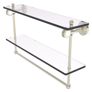 Allied Brass Pacific Grove 22-in Polished Nickel Double Glass Wall Mount Bathroom Shelf with Dotted Accents