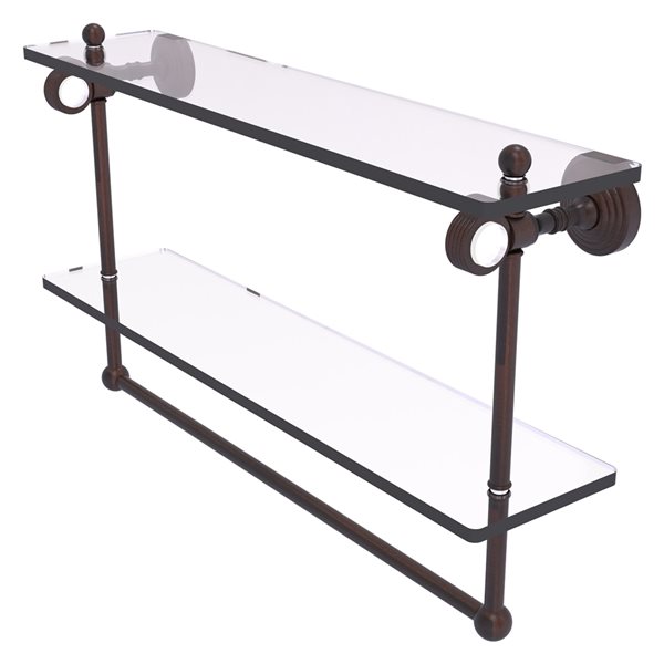 Allied Brass Pacific Grove 22-in Venetian Bronze Double Glass Wall Mount Bathroom Shelf with Grooved Accents