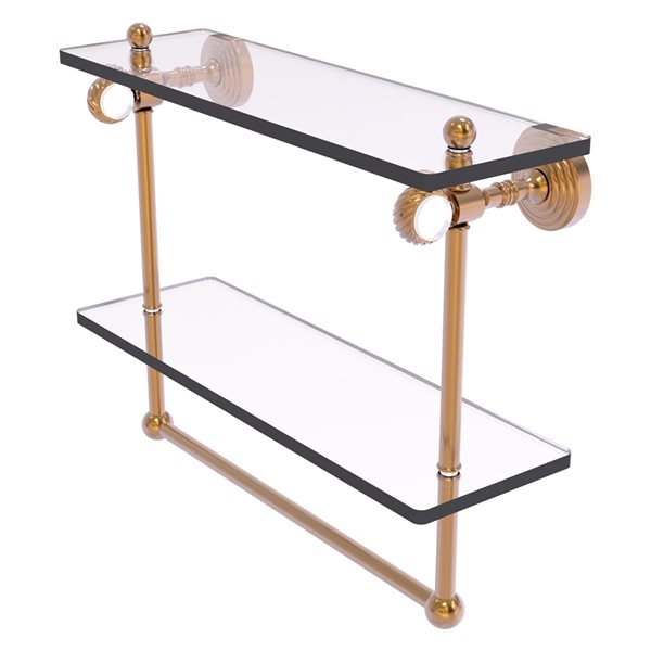 Allied Brass Pacific Grove 16-in  Brushed Bronze Double Glass Wall Mount Bathroom Shelf with Twisted Accents