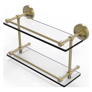 Allied Brass Prestige Regal Satin Brass 2-Tier 16-in Glass Wall Mount Bathroom Shelf