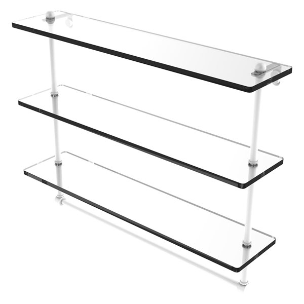 Allied Brass Prestige Regal Matte White 22-in 3-Tier Glass Wall Mount Bathroom Shelf