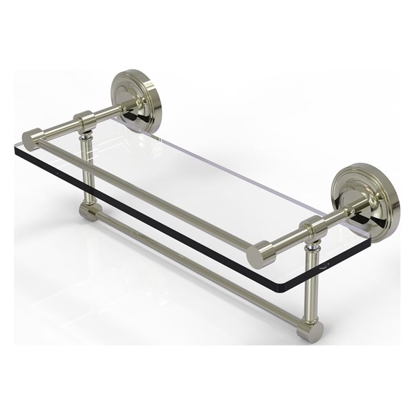 Allied Brass Prestige Regal Polished Nickel 16-in Glass Wall Mount Bathroom Shelf