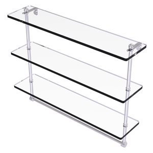 Allied Brass Prestige Regal Satin Chrome 22-in 3-Tier Glass Wall Mount Bathroom Shelf