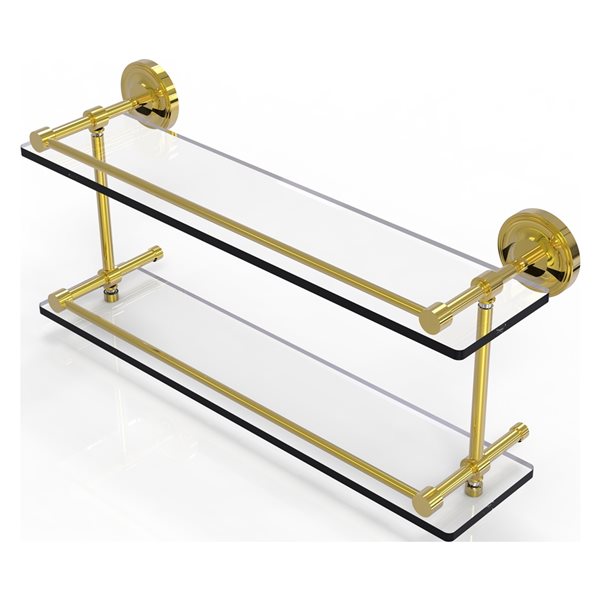 Allied Brass Prestige Regal Polished Brass 2-Tier 22-in Glass Wall Mount Bathroom Shelf