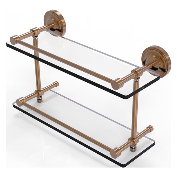 Allied Brass Prestige Regal Brushed Bronze 2-Tier 16-in Glass Wall Mount Bathroom Shelf