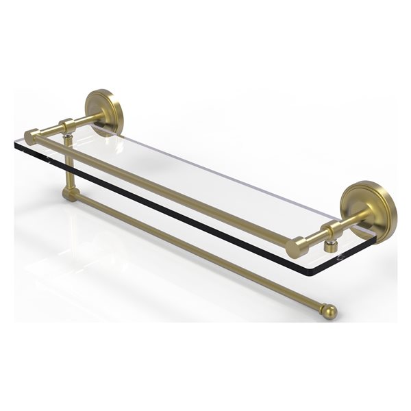 Allied Brass Prestige Regal Satin Brass Wall Mount 22-in Glass Bathroom Shelf