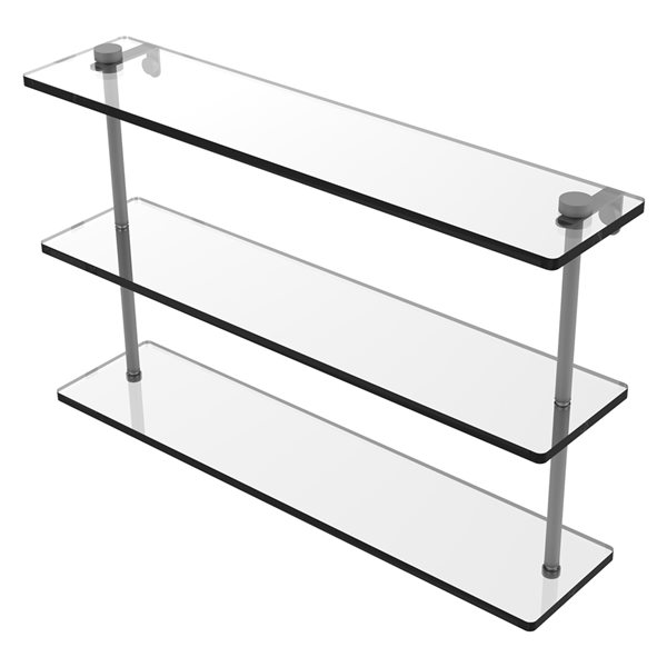 Allied Brass Prestige Regal Matte Grey 3-Tier 22-in Glass Wall Mount Bathroom Shelf