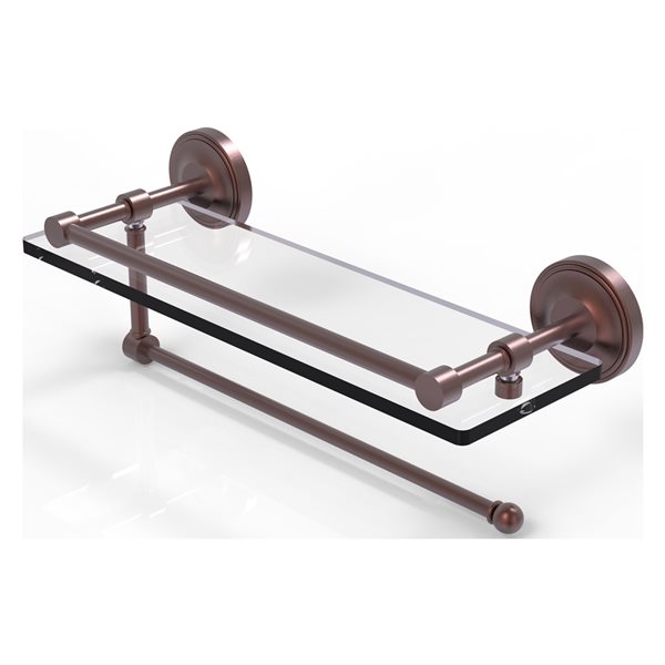 Allied Brass Prestige Regal Antique Copper Wall Mount 16-in Glass Bathroom Shelf