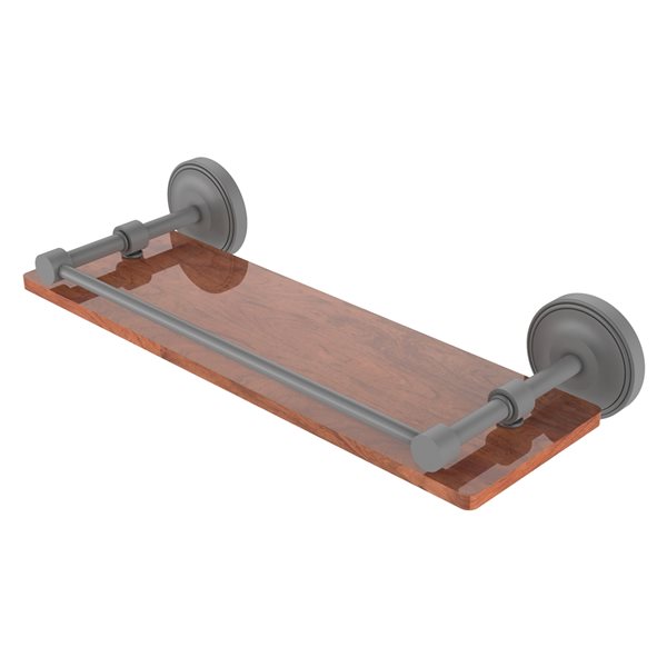 Allied Brass Prestige Regal Matte Grey 1-Tier 16-in Wood Wall Mount Bathroom Shelf