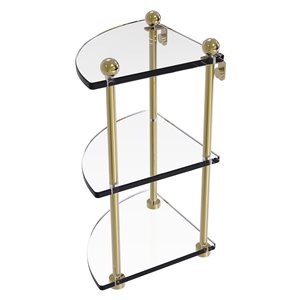 Allied Brass Prestige Regal Unlacquered Brass 1-Tier 8-in Glass Wall Mount Bathroom Shelf