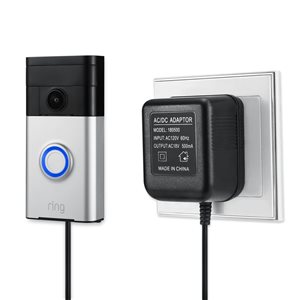Wasserstein Black Power Adapter for Arlo, Eufy, Wyze and Zmodo Video Doorbell (1-Pack)